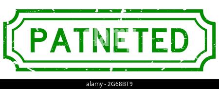 Grunge green patented word rubber business seal stamp on white background Stock Vector