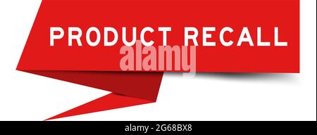 Paper speech banner with word product recall in red color on white background (Vector) Stock Vector