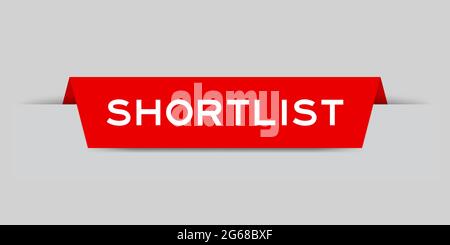 Red color inserted label with word shortlist on gray background Stock Vector