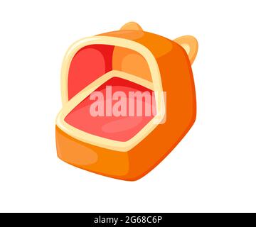 Pet bed with soft pillow. Cozy animal house for comfort sleeping. Vector illustration in cute cartoon style Stock Vector