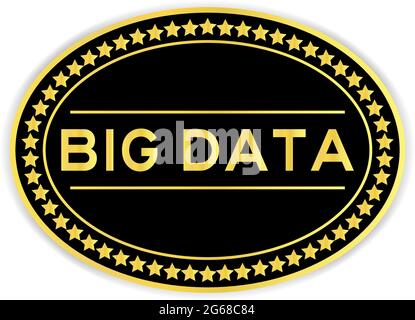 Black and gold color oval label sticker with word big data on white background Stock Vector
