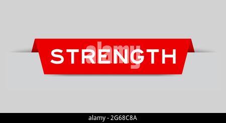 Red color inserted label with word strenth on gray background Stock Vector