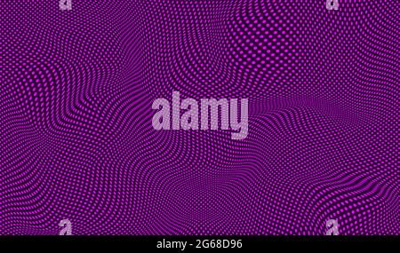 Distorted texture with dots. Abstract geometric background with grid. Vector illustration Stock Vector