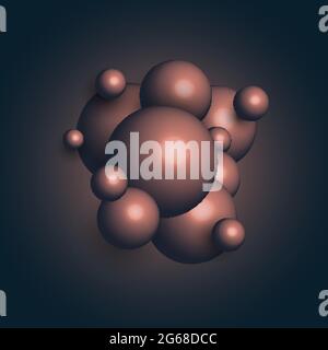 Abstract 3D realistic group of spheres structure on dark blue background. Vector illustration Stock Vector