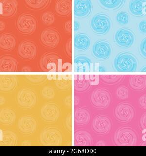 Set of abstract circles spin pattern multicolor background. Vector illustration Stock Vector