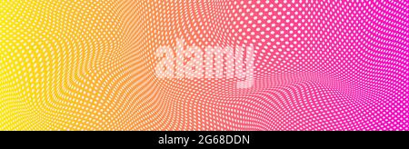 Wide banner with  abstract distorted structure in form of dots. Geometric abstract landscape. Distorted surface Stock Vector