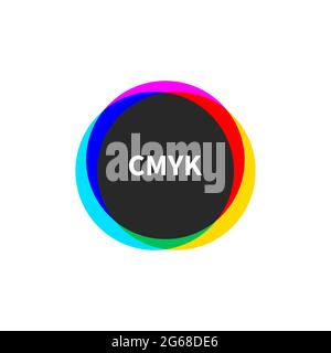 CMYK logo. Round symbol for printing, color printer. Typography icon. Stock Vector