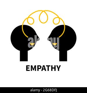 Conversation logo. Empathy abstract icon with spiral and two profiles. Psychology sign. Therapy symbol. Stock Vector