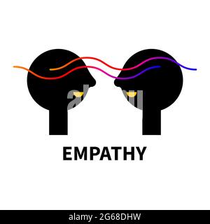 Conversation logo. Empathy abstract icon with wave and two profiles. Psychology sign. Therapy symbol. Stock Vector