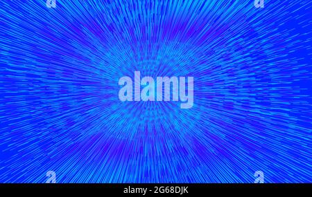 Music background with divergent blue rays. Bright blue banner with star explosion. Speed poster. Vector design element Stock Vector