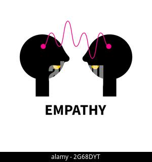 Conversation logo. Empathy abstract icon with wave and two profiles. Psychology sign. Therapy symbol. Stock Vector