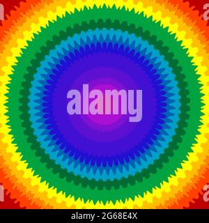 Abstract sunburst in rainbow colors or chakra colors Stock Vector