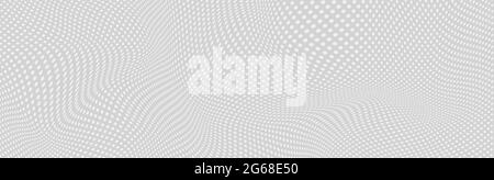 Wide banner with  abstract distorted structure in form of dots. Geometric abstract landscape. Distorted surface Stock Vector