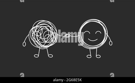 Group psychological training logo. Problem solving icon. Psychologist vector doodle illustration Stock Vector