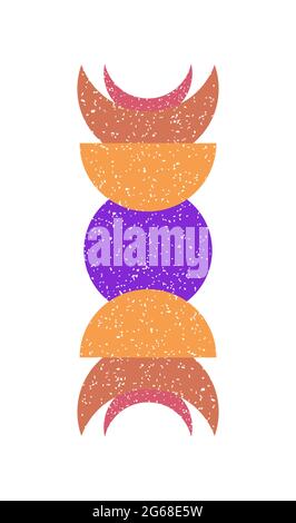Poster with phases of moon. Art with crescent and full moon. Vector esoteric illustration on  white background Stock Vector