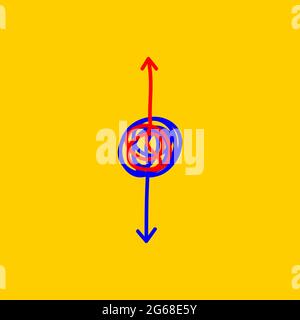 Two arrows in opposite directions. Conflict icon. Up and down direction. Opposition concept. Vector doodle illustration Stock Vector