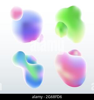 Set of elements fluid or liquid badges shape vibrant gradient color isolated on white background. Vector illustration Stock Vector
