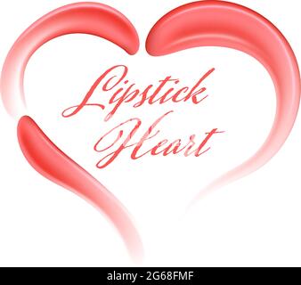 Pink heart of realistic vector cream or lipstick smears. Isolated on white background. Stock Vector