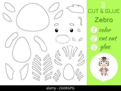 Cut and glue paper little zebra. Kids crafts activity page. Educational ...