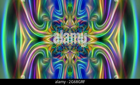 Abstract neon multicolored mandala background.. Design, art Stock Photo
