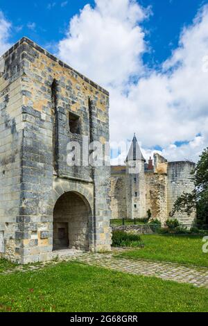 Restored remains of old fortified chateau in Sainte-Maure-de-Touraine, Indre-et-Loire (37), France. Stock Photo