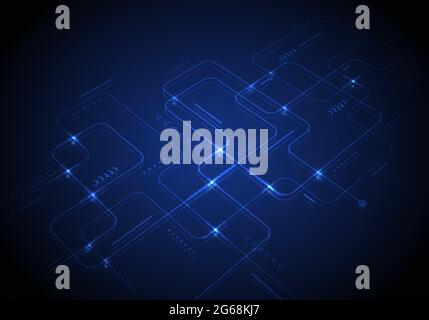 Dark blue glowing circuit board tech background. Vector technology ...