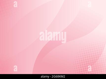 Abstract curved shape layer soft pink color with halftone effect background. Vector illustration Stock Vector