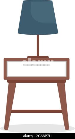 Bedside table with lamp semi flat color vector object Stock Vector