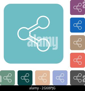 Share outline white flat icons on color rounded square backgrounds Stock Vector