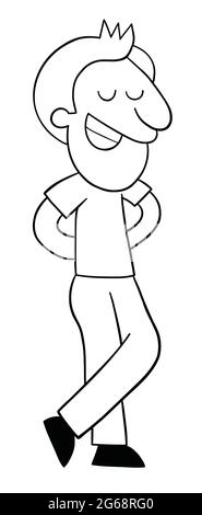 Cartoon man standing, eyes closed and happy, vector illustration ...