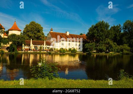 Blutenburg Castle in Munich in summer, tourism, weddings, nature Stock Photo