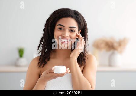 Daily treatments and moisturizing, beauty care, spa at home, clean skin, self-isolation at covid-19 Stock Photo