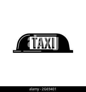 Black taxi cab light panel sign isolated on white background in simple flat style. Stock Vector