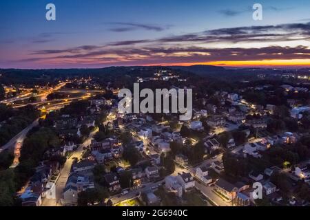 Aerial View of Conshohocken Pennsylvania USA at twilight