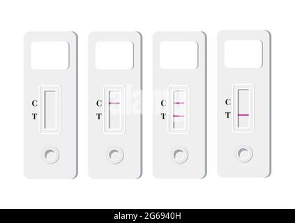 Express flu, covid, hcv, hiv antigen tests result set. Stock Vector