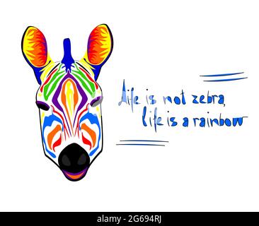 Zebra rainbow head vector in beautiful style Stock Vector