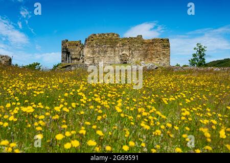 Exterior view of Castle Sween in shore of Loch Sween in Argyll & Bute, Scotland, UK Stock Photo