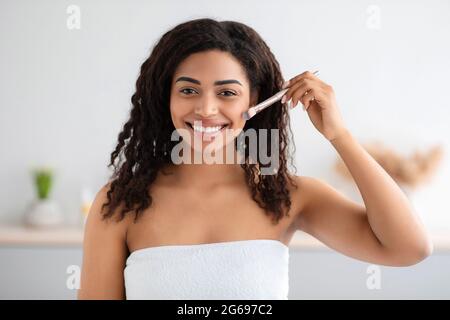 Routine procedures, makeup lesson, beauty care at home, cosmetology and treatment Stock Photo