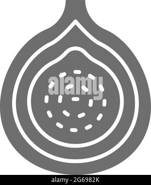 Vector fig, guava, exotic fruit gray icon. Stock Vector