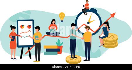 Financial success of the team of top managers, friendly staff - Vector illustration Stock Vector