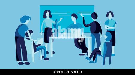 Business presentation of financial performance to the team - Vector illustration Stock Vector