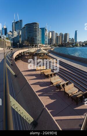 Sydney, Australia. 04th July, 2021. Sydney, Australia. Sunday 4th July 2021. Opera Bar Sydney empty due to the second week of lockdown as a result of the Delta Variant in Sydney. Credit: Paul Lovelace/Alamy Live News Stock Photo