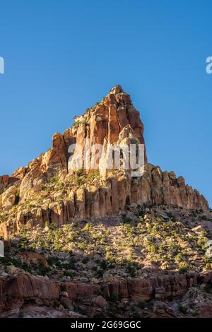 Sun Lights Eph Hanks Tower in Capitol Reef National Park Stock Photo