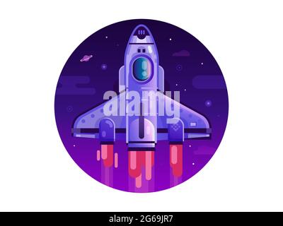 Gradient Space Shuttle Launch Circle icon Stock Vector