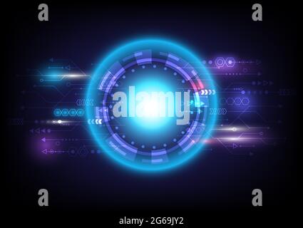 Speed arrows. Futuristic Sci-Fi glowing HUD circle and sphere. Light effect. Abstract hi-tech background. Head-up display interface. Virtual reality t Stock Vector