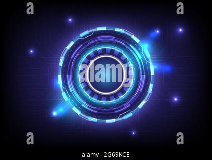 Circuit board. Abstract hologram high tech background. Virtual reality technology innovation. Head-up display interface. Futuristic Sci-Fi glowing HUD Stock Vector