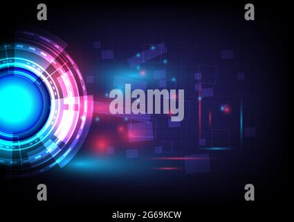 Geometric shapes. Futuristic Sci-Fi glowing HUD circle and sphere. Light effect. Abstract hi-tech background. Head-up display interface. Virtual reali Stock Vector