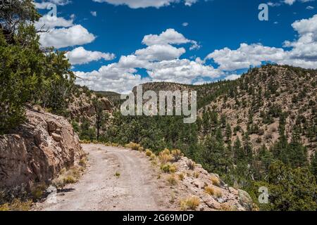 Forest 549 Road (Old New Mexico 52, Withington Road) in Pinnacle Canyon, San Mateo Mountains, Cibola National Forest, New Mexico, USA Stock Photo