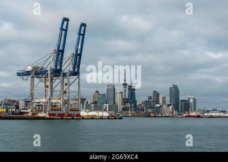 Cargo harbor in Auckland, New Zealand Stock Photo