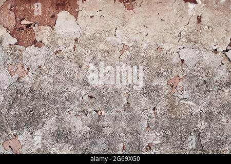Old whitewashed cracked wall grunge background or texture Stock Photo